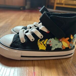 Pokemon Converse Black and White Low-Top Sneakers with Canvas Upper Kids 7
